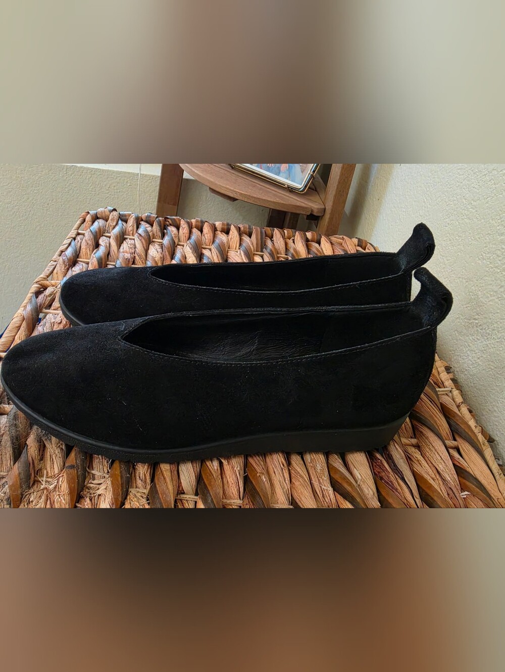 Eileen Fisher Humor Wedge Ballet Flat in Suede Black, Size 7 - Picture 3 of 9